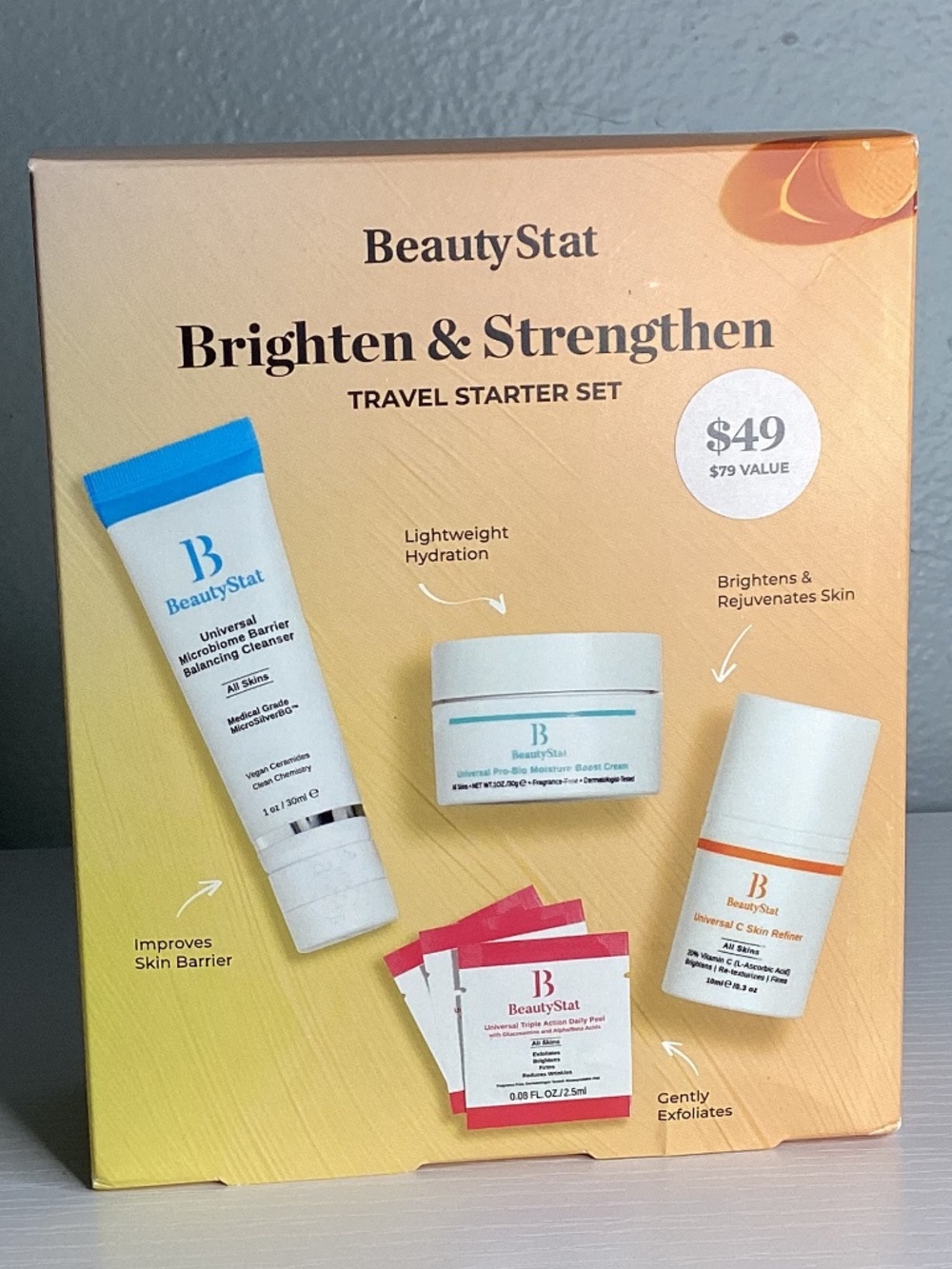 Beauty Stat Brighten And Strengthen Travel Starter Set New $49